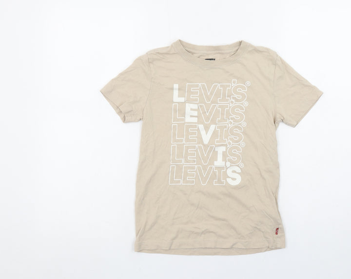 Levi's Boys Beige Logo T-Shirt 10 Years Short Sleeve Organic Cotton