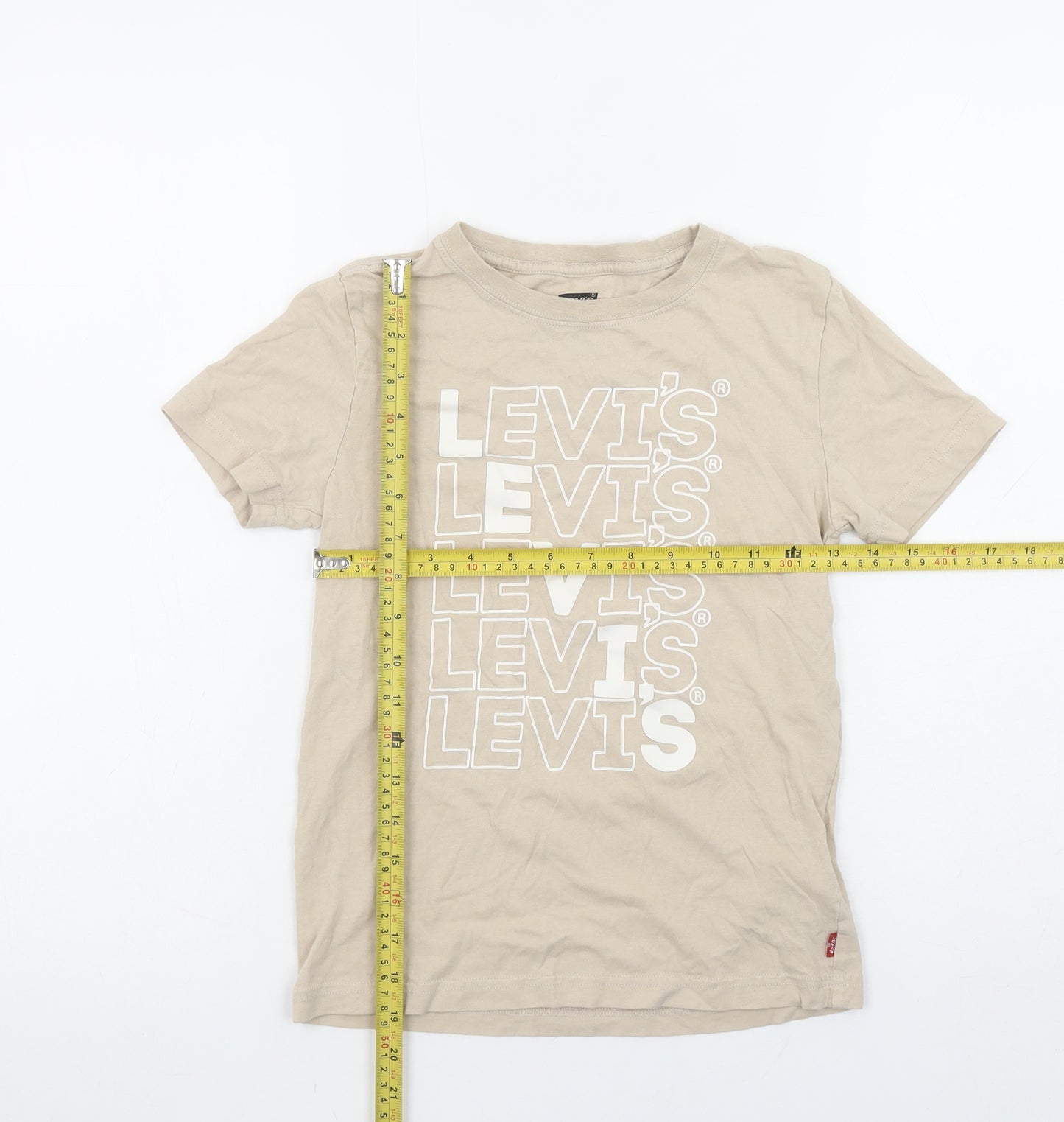 Levi's Boys Beige Logo T-Shirt 10 Years Short Sleeve Organic Cotton