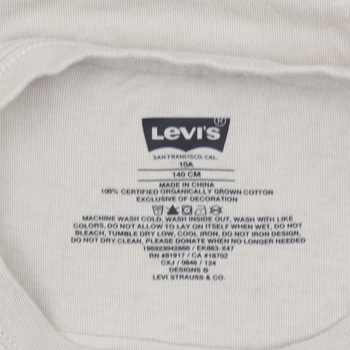 Levi's Boys Beige Logo T-Shirt 10 Years Short Sleeve Organic Cotton