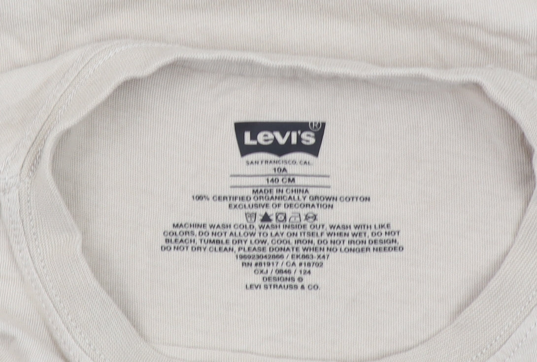 Levi's Boys Beige Logo T-Shirt 10 Years Short Sleeve Organic Cotton