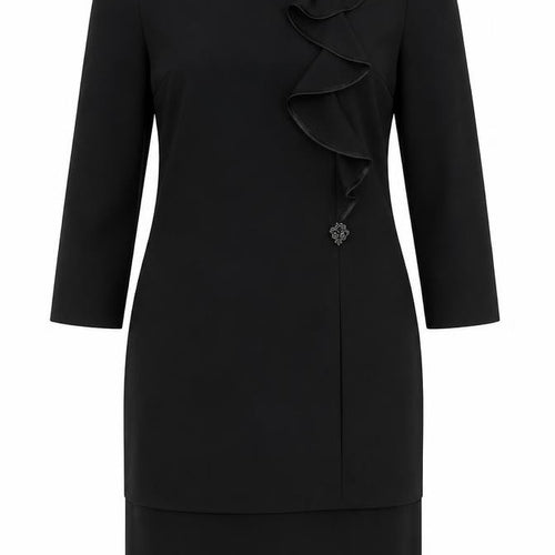 Kasper Women Black Sheath Knee Length Ruffle Dress Size 12
