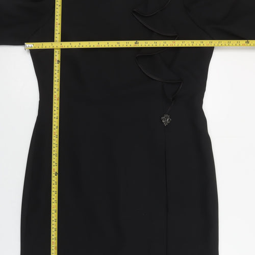 Kasper Women Black Sheath Knee Length Ruffle Dress Size 12