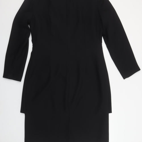 Kasper Women Black Sheath Knee Length Ruffle Dress Size 12