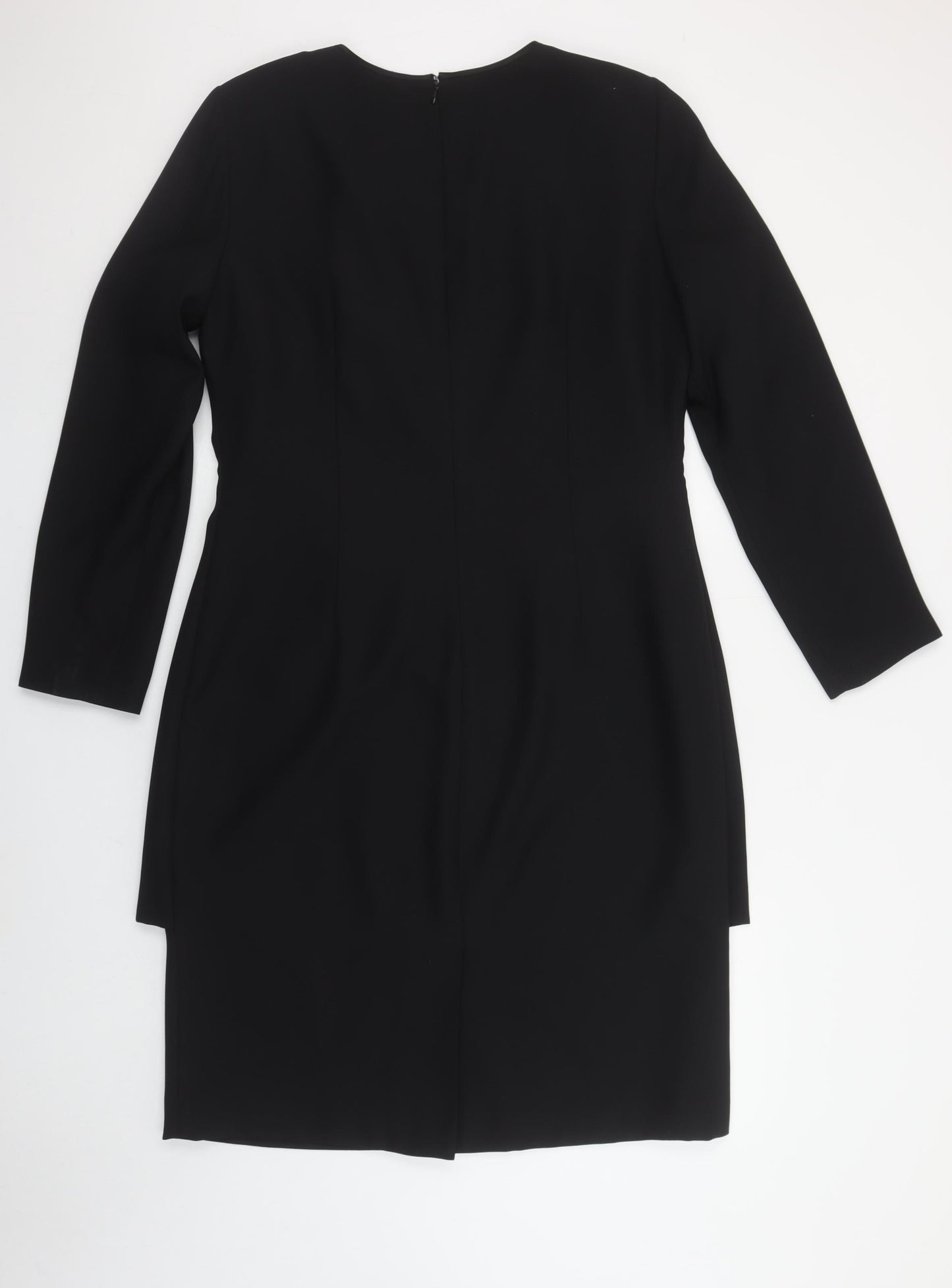 Kasper Women Black Sheath Knee Length Ruffle Dress Size 12