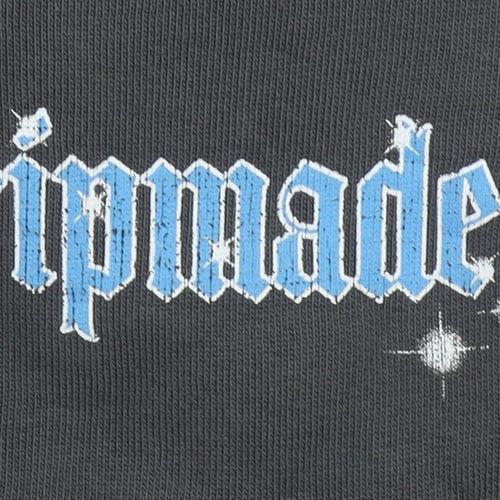 Dripmade Womens Grey XS Fleece Sweatpants with Blue Lace Detailing