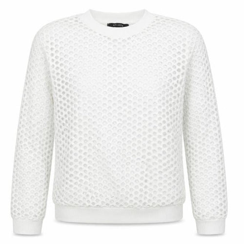 Belleza Women's White Mesh Long Sleeve Jersey Top UK 12