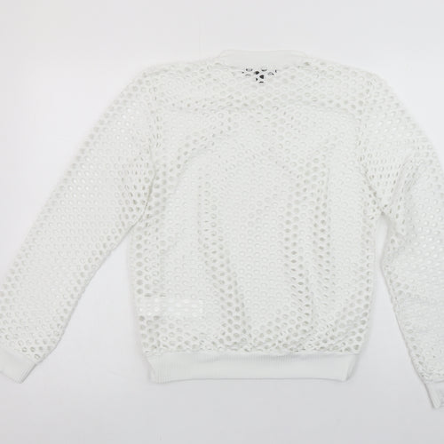 Belleza Women's White Mesh Long Sleeve Jersey Top UK 12