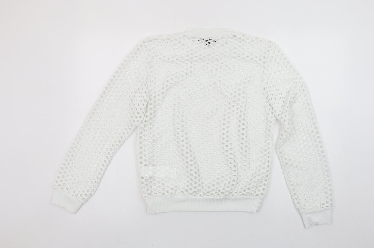 Belleza Women's White Mesh Long Sleeve Jersey Top UK 12