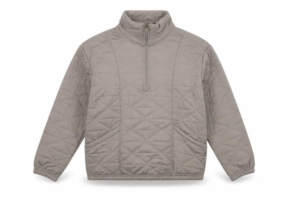 Front view of Avalanche Women's Grey Quilted 1/4 Zip Pullover Sweatshirt L