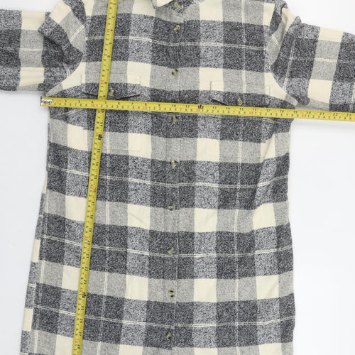 Sosandar Womens Grey Check Cotton Shirt Dress Size 10 Long Sleeve