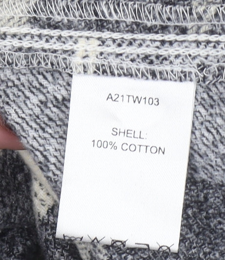 Sosandar Womens Grey Check Cotton Shirt Dress Size 10 Long Sleeve