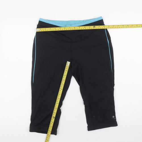Ronhill Women's Black Capri Running Leggings Size 12 Reflective Sportswear