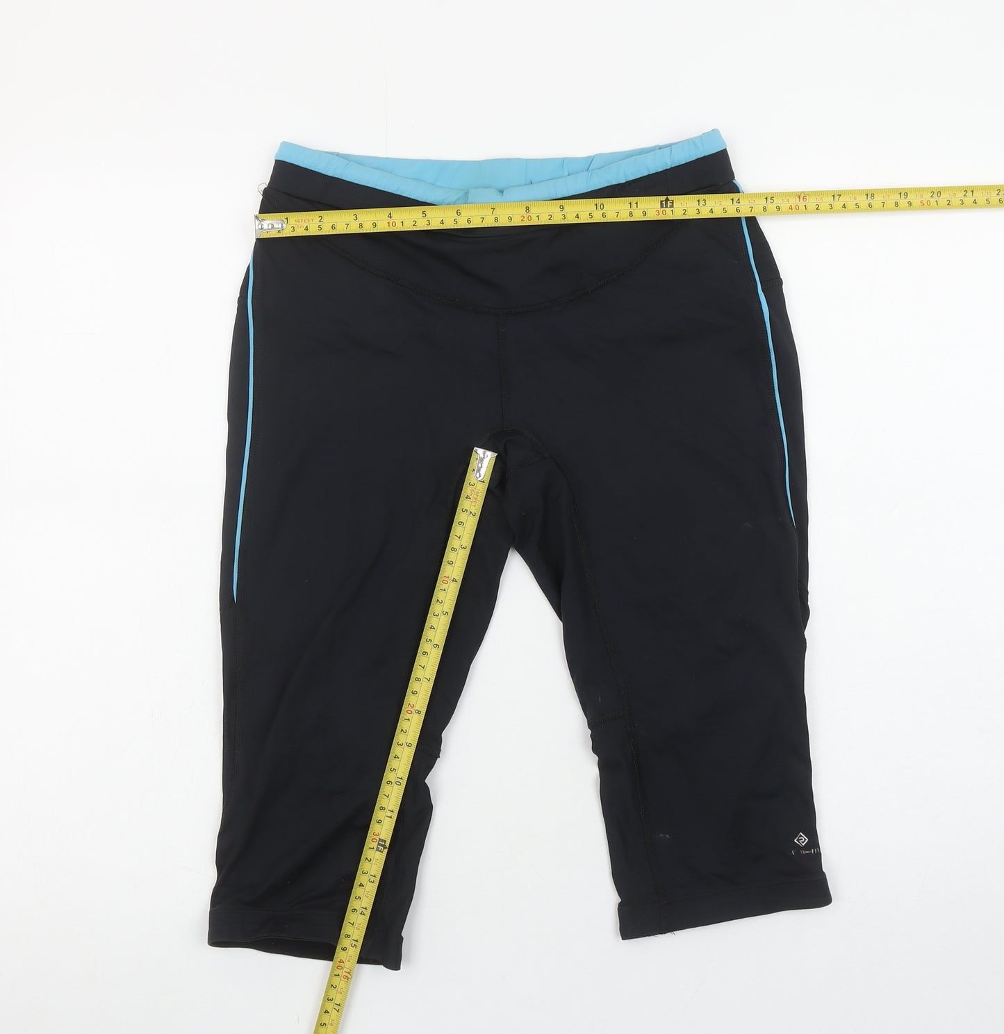 Ronhill Women's Black Capri Running Leggings Size 12 Reflective Sportswear