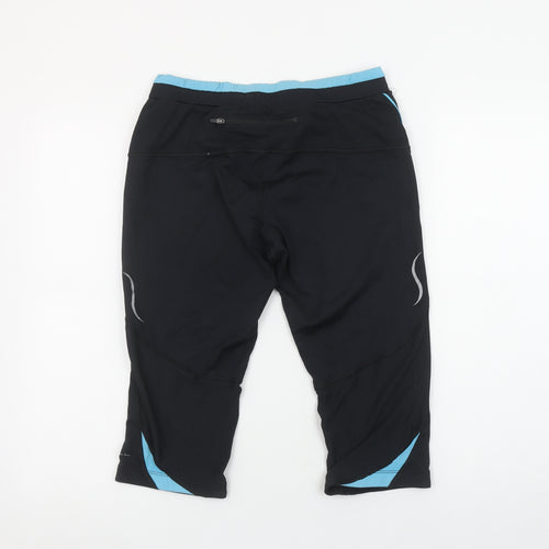 Ronhill Women's Black Capri Running Leggings Size 12 Reflective Sportswear