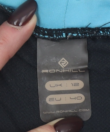 Ronhill Women's Black Capri Running Leggings Size 12 Reflective Sportswear