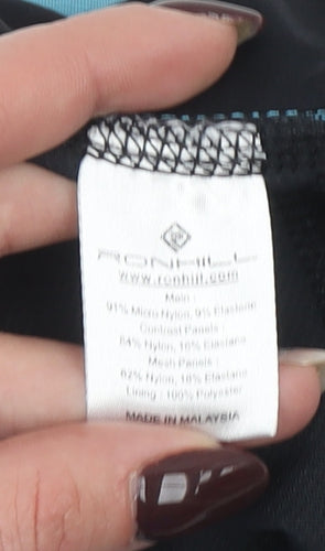 Ronhill Women's Black Capri Running Leggings Size 12 Reflective Sportswear