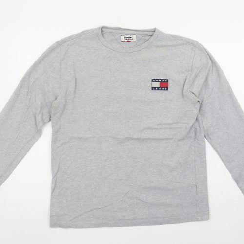 Tommy Jeans Men’s Grey Long Sleeve Cotton Crew Neck T-Shirt M