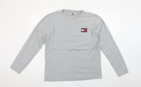 Tommy Jeans Men’s Grey Long Sleeve Cotton Crew Neck T-Shirt M
