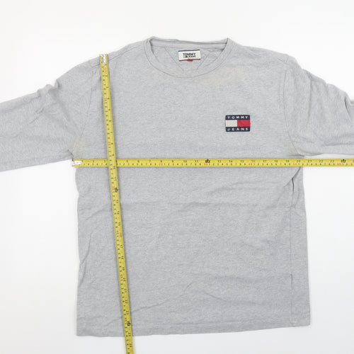 Tommy Jeans Men’s Grey Long Sleeve Cotton Crew Neck T-Shirt M