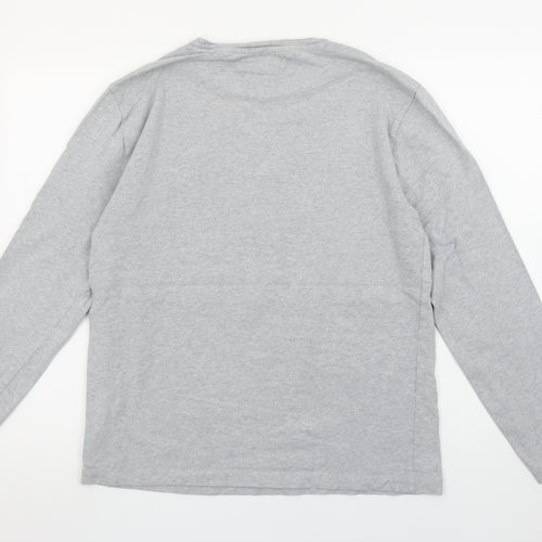 Tommy Jeans Men’s Grey Long Sleeve Cotton Crew Neck T-Shirt M