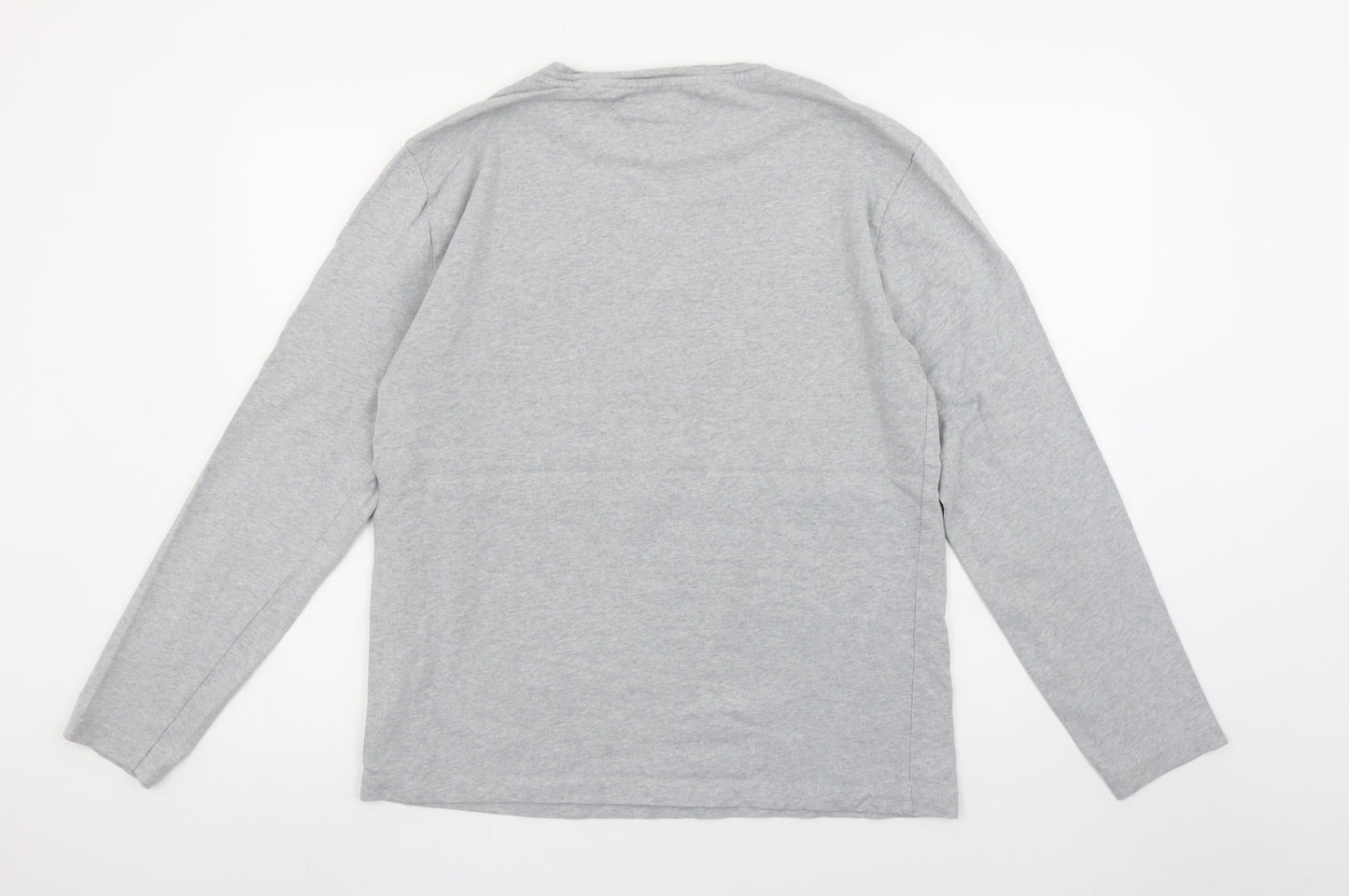 Tommy Jeans Men’s Grey Long Sleeve Cotton Crew Neck T-Shirt M