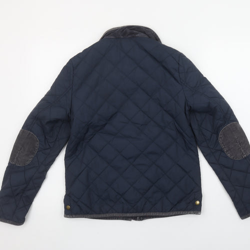 Jack Wills Women's Navy Blue Quilted Jacket UK 8 Cord Collar