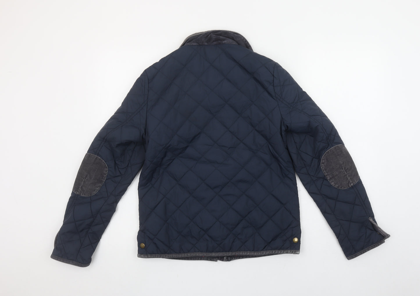 Jack Wills Women's Navy Blue Quilted Jacket UK 8 Cord Collar