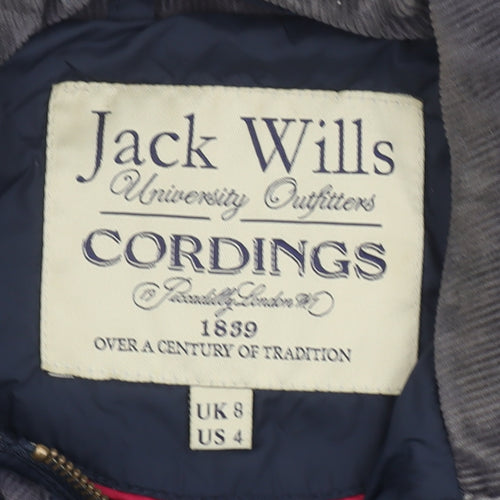 Jack Wills Women's Navy Blue Quilted Jacket UK 8 Cord Collar