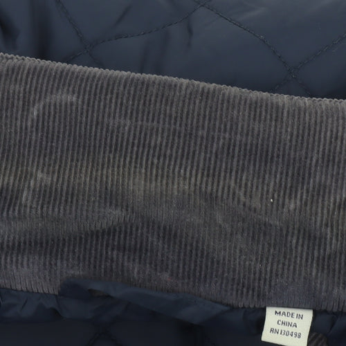 Jack Wills Women's Navy Blue Quilted Jacket UK 8 Cord Collar