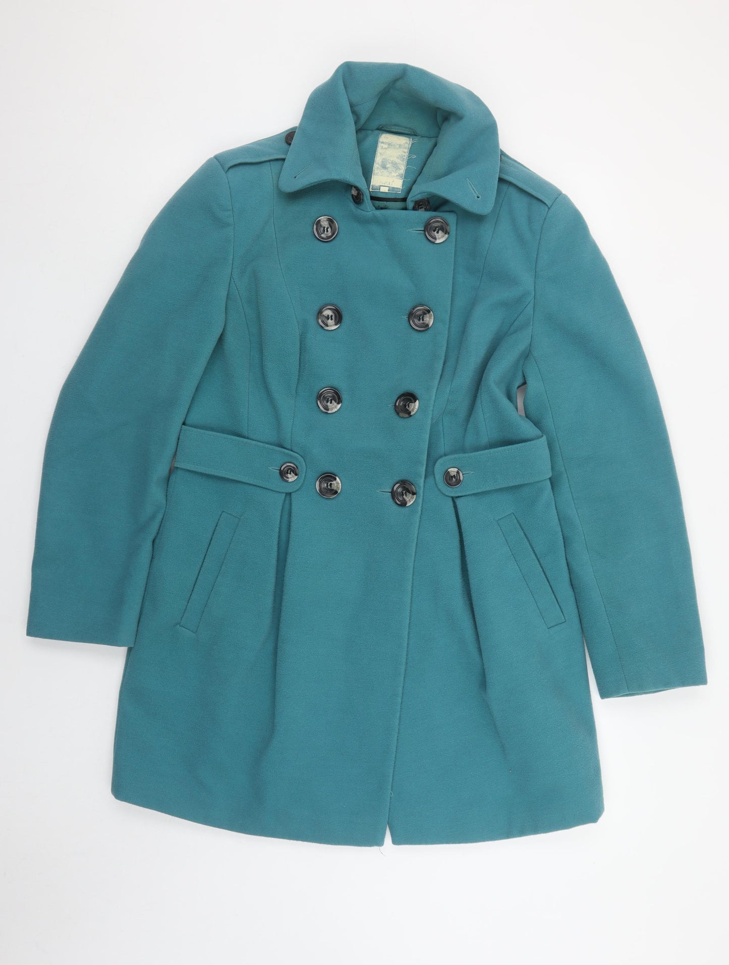 Next Womens Green Pea Coat Size 14 Double Breasted Mid-Length Jacket