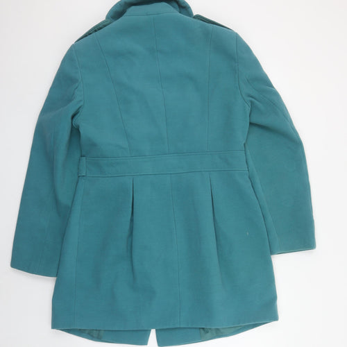 Next Womens Green Pea Coat Size 14 Double Breasted Mid-Length Jacket