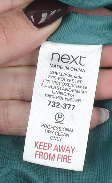 Next Womens Green Pea Coat Size 14 Double Breasted Mid-Length Jacket