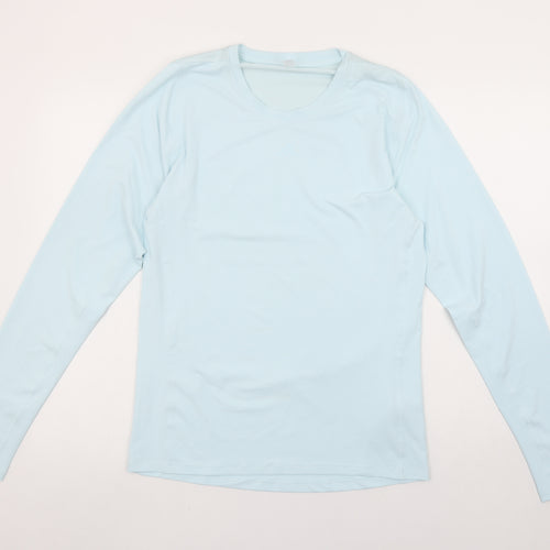 adidas Womens Blue Long Sleeve Running Top Size L Moisture Wicking