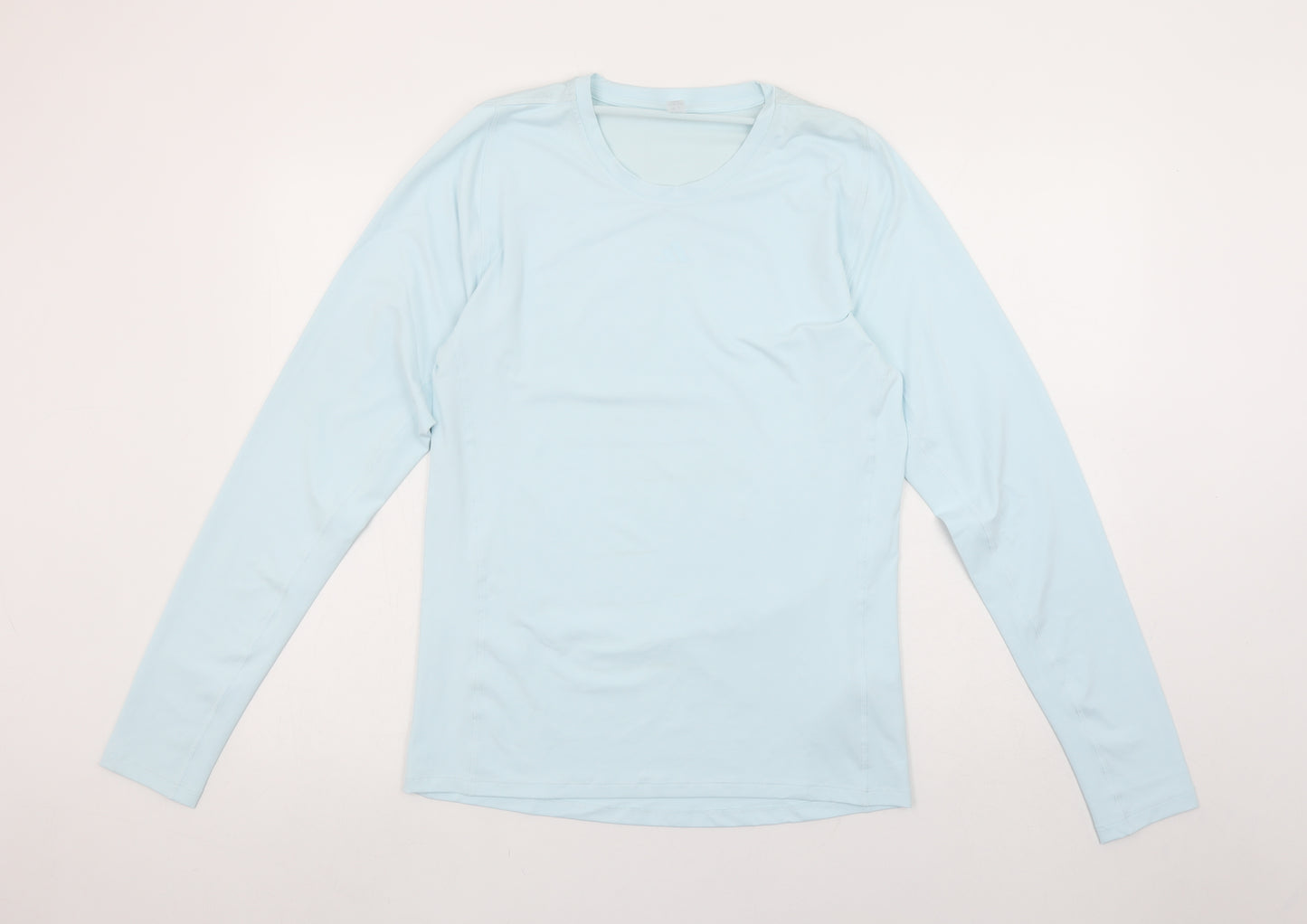 adidas Womens Blue Long Sleeve Running Top Size L Moisture Wicking