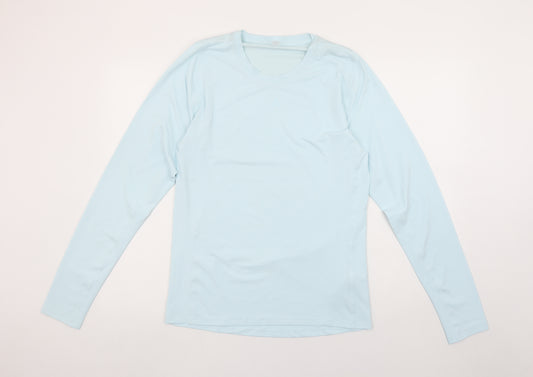 adidas Womens Blue Long Sleeve Running Top Size L Moisture Wicking
