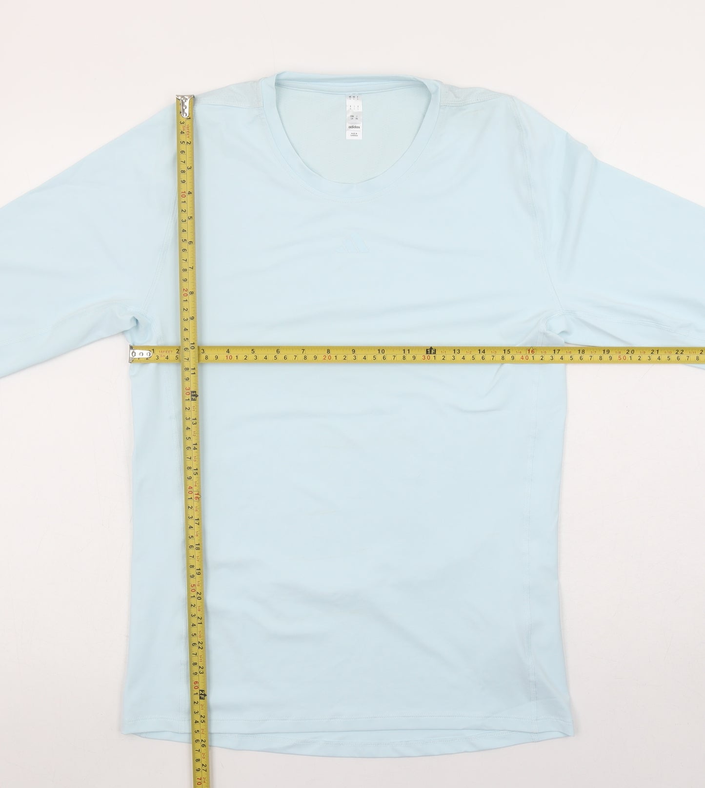 adidas Womens Blue Long Sleeve Running Top Size L Moisture Wicking