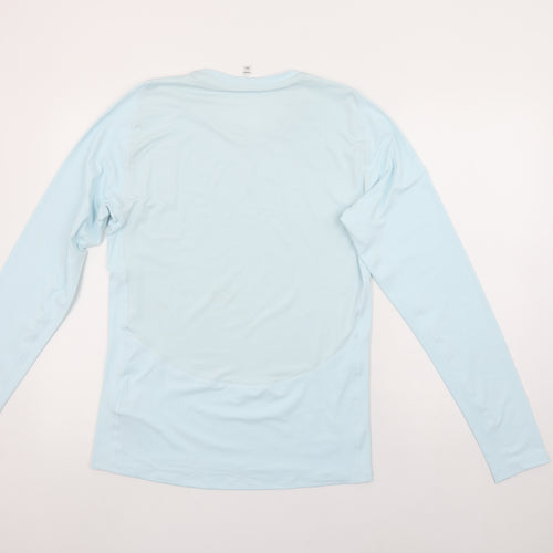 adidas Womens Blue Long Sleeve Running Top Size L Moisture Wicking