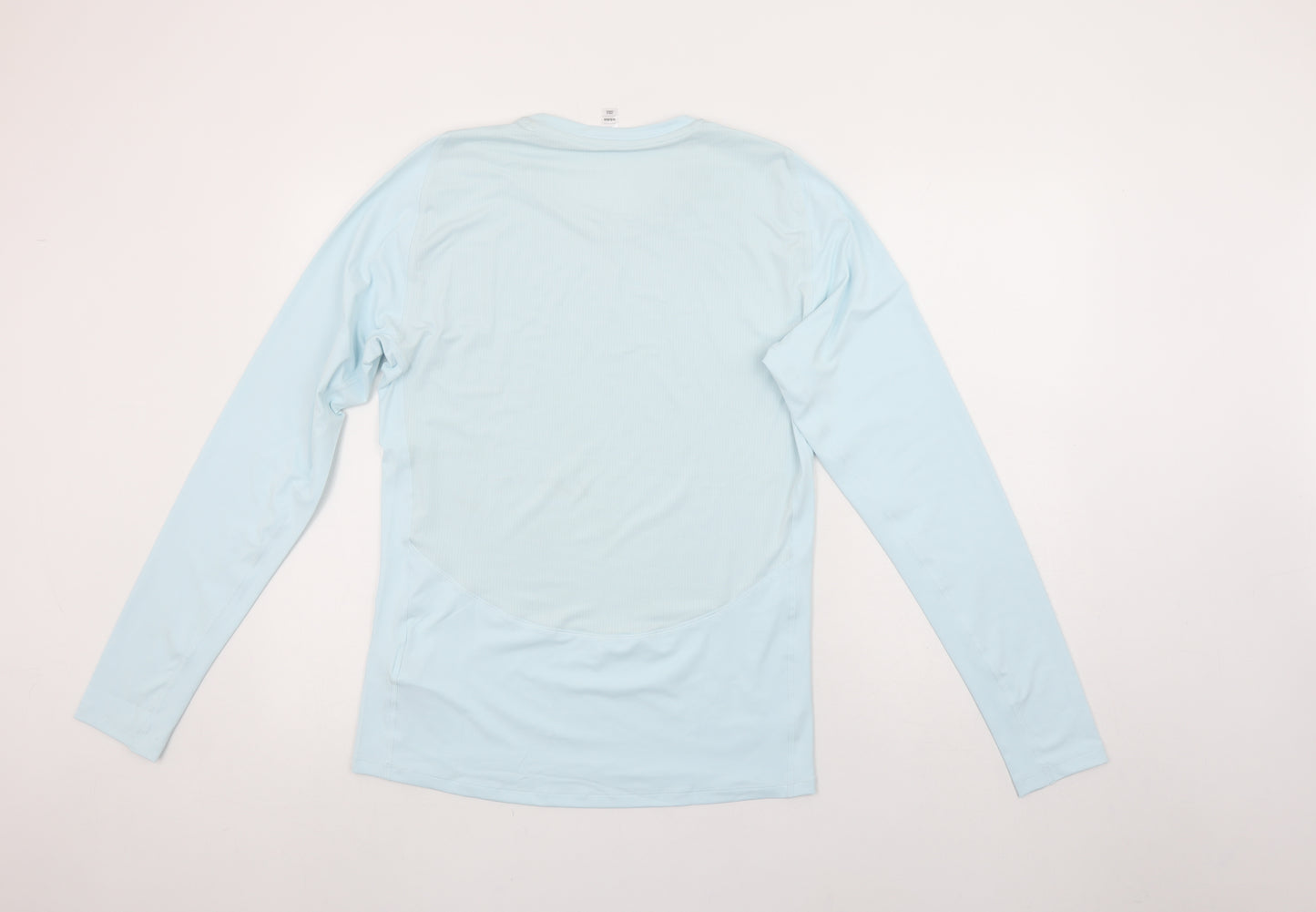 adidas Womens Blue Long Sleeve Running Top Size L Moisture Wicking