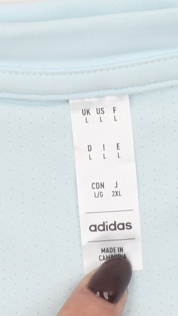 adidas Womens Blue Long Sleeve Running Top Size L Moisture Wicking