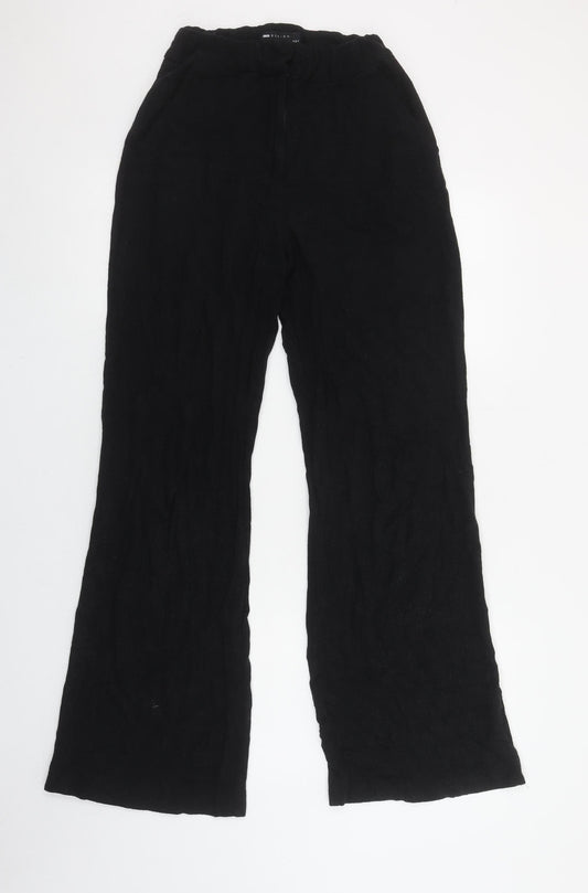 ASOS DESIGN Women’s Black Linen Wide-Leg Trousers Size 8