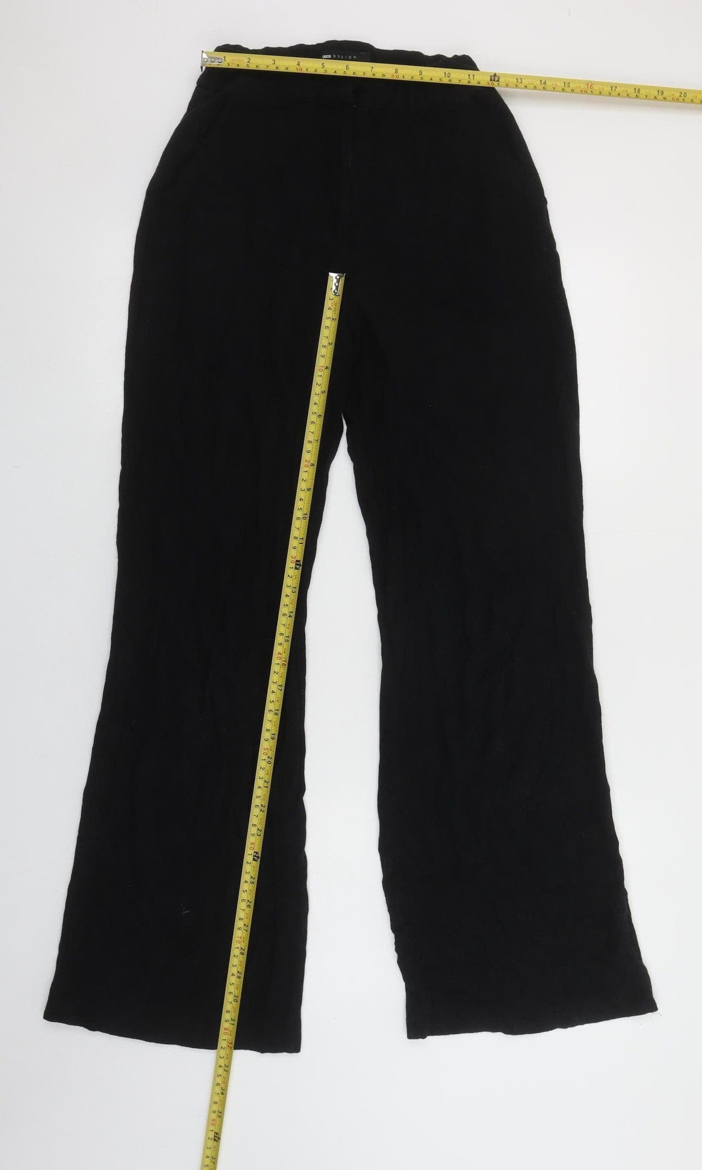 ASOS DESIGN Women’s Black Linen Wide-Leg Trousers Size 8