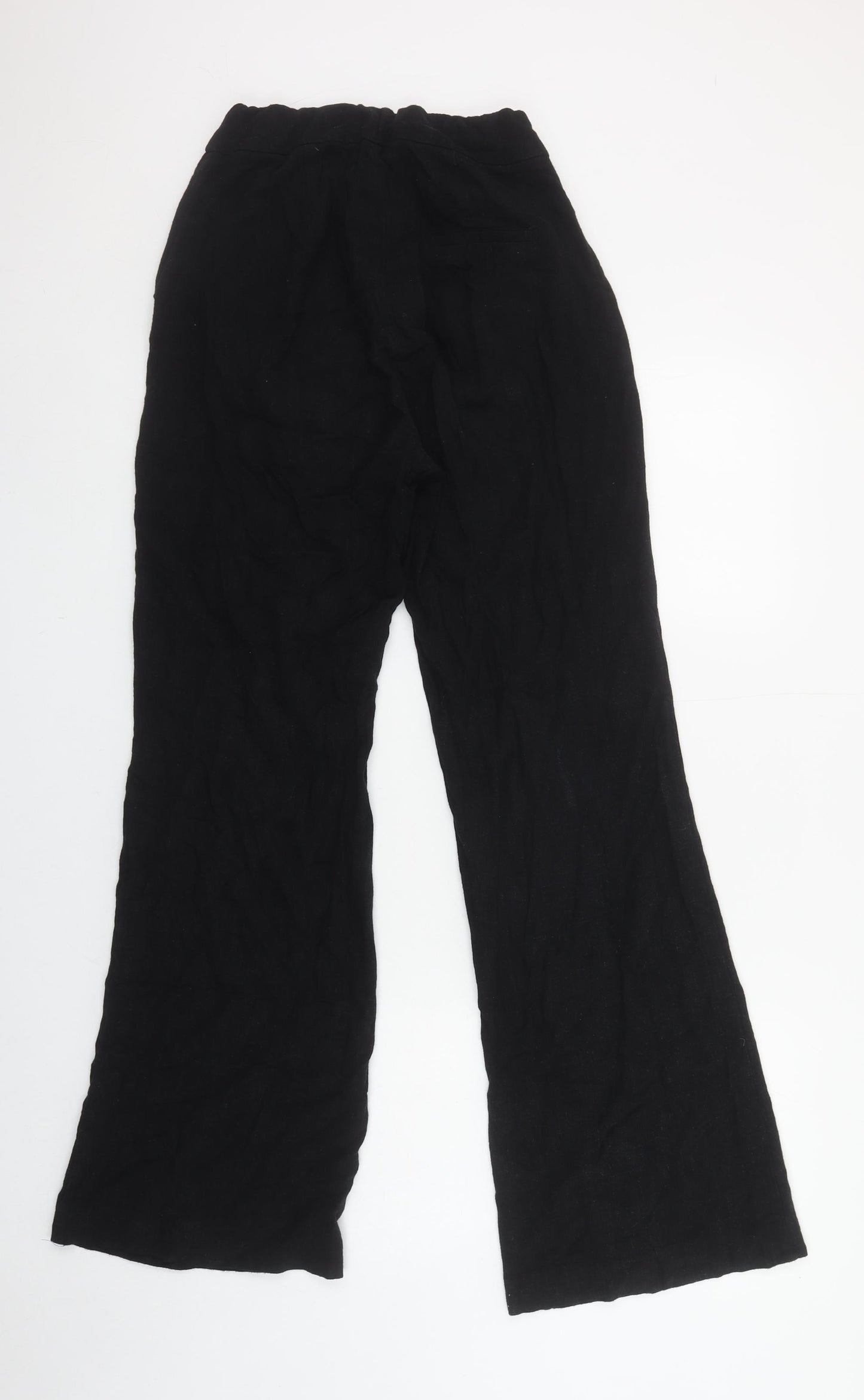 ASOS DESIGN Women’s Black Linen Wide-Leg Trousers Size 8