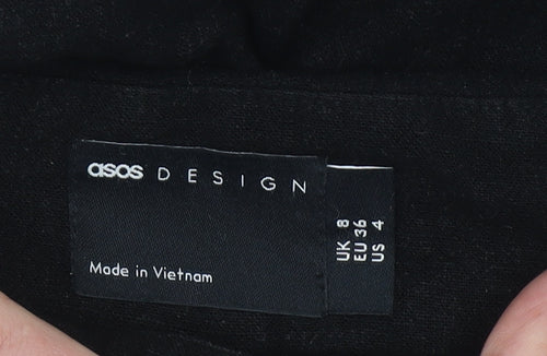 ASOS DESIGN Women’s Black Linen Wide-Leg Trousers Size 8