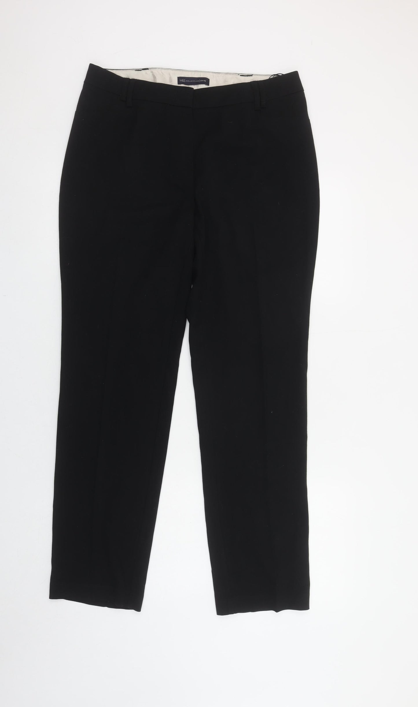 Marks and Spencer Women's Black Size 12 Straight Leg Trousers