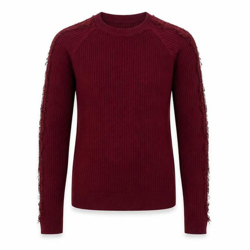 Matalan Girls Red Ribbed Lace Long Sleeve Pullover Top 12 Years
