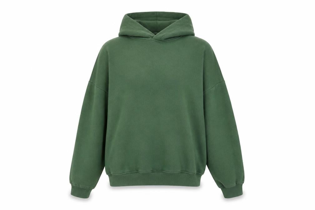 Front view of PRETTYLITTLETHING women’s green pullover hoodie m new york print