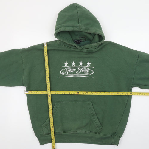 PrettyLittleThing Womens Green Pullover Hoodie M New York Print