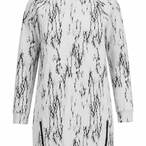 Next Women Grey Knit Shift Dress Size 12 Long Sleeve Zip Detail