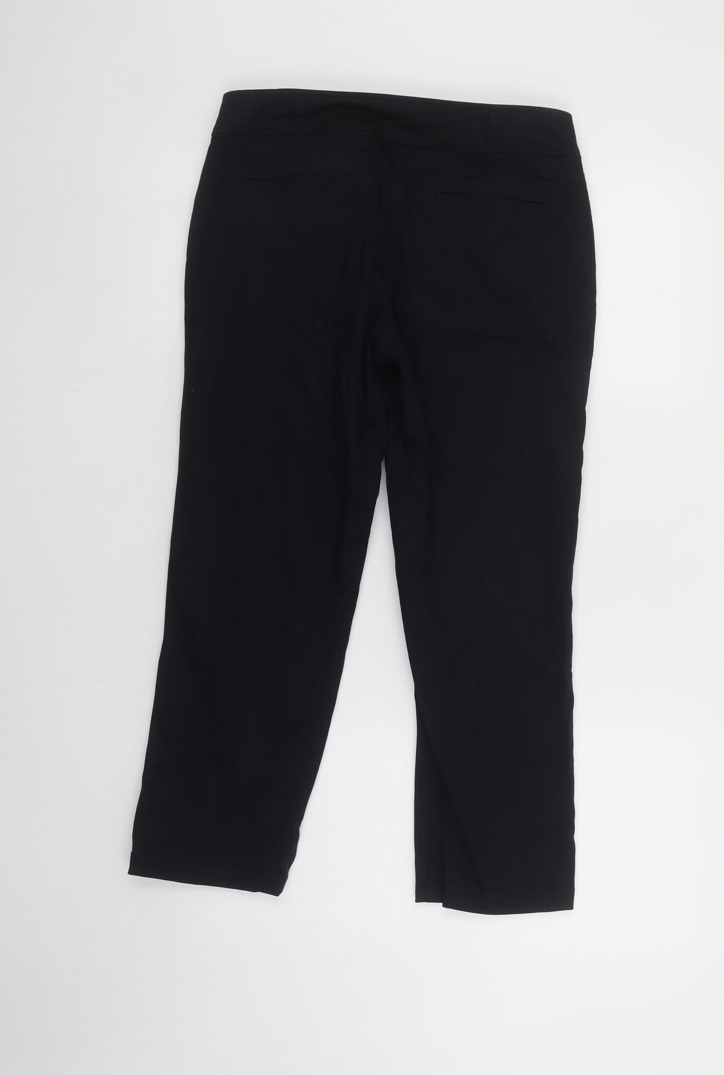 Wallis Women’s Black Cropped Cotton Stretch Trousers Size 10