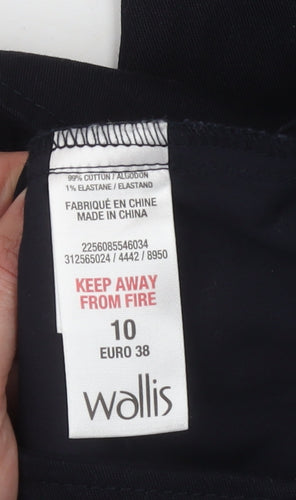 Wallis Women’s Black Cropped Cotton Stretch Trousers Size 10